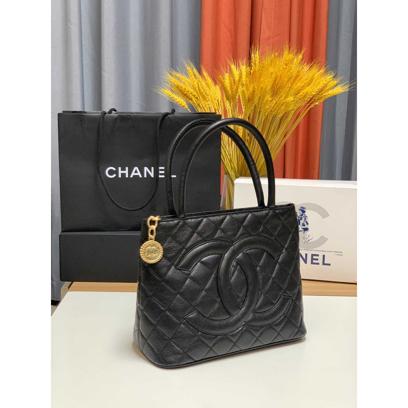 Ch*el  black 2009 medallion tote bag