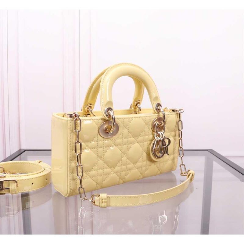 D*or cannage lambskin small lady d-joy bag yellow