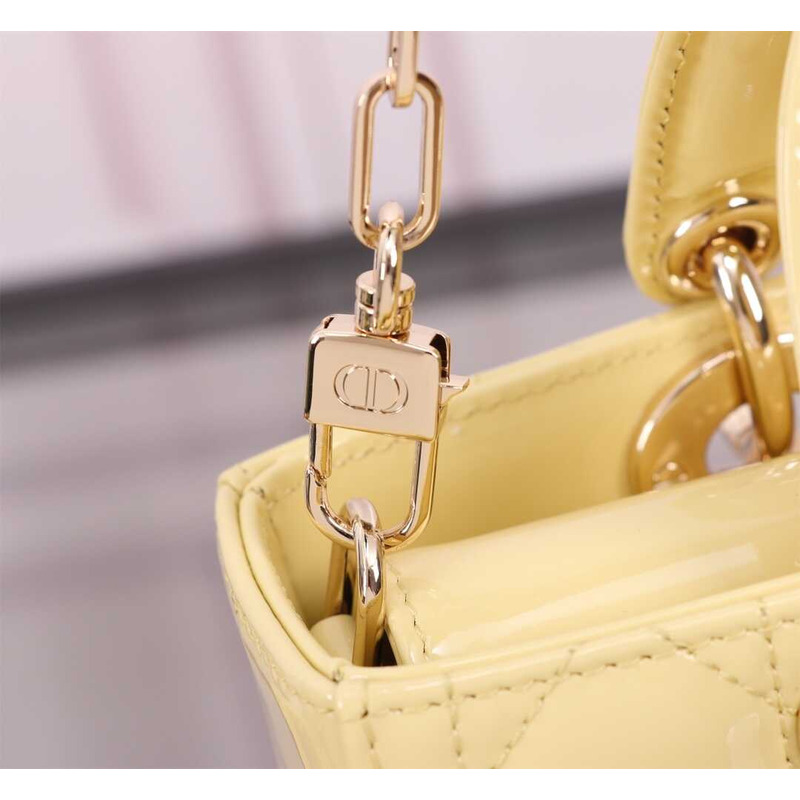 D*or cannage lambskin small lady d-joy bag yellow