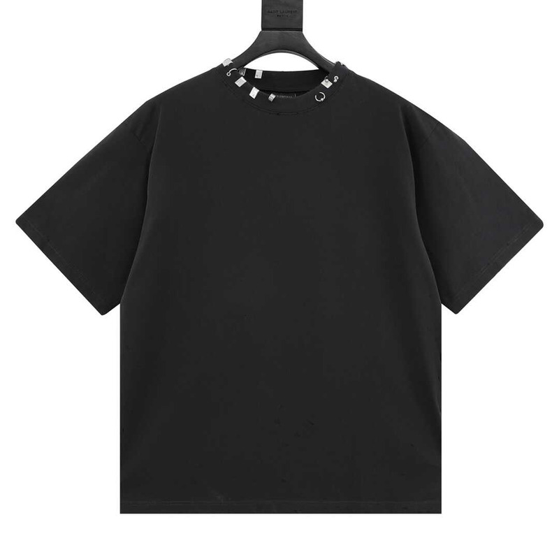 Ba*len*cia*ga embroidered fray mock neck t-shirt in black