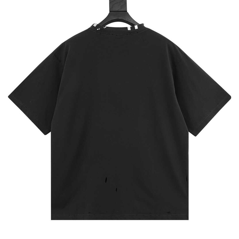 Ba*len*cia*ga embroidered fray mock neck t-shirt in black