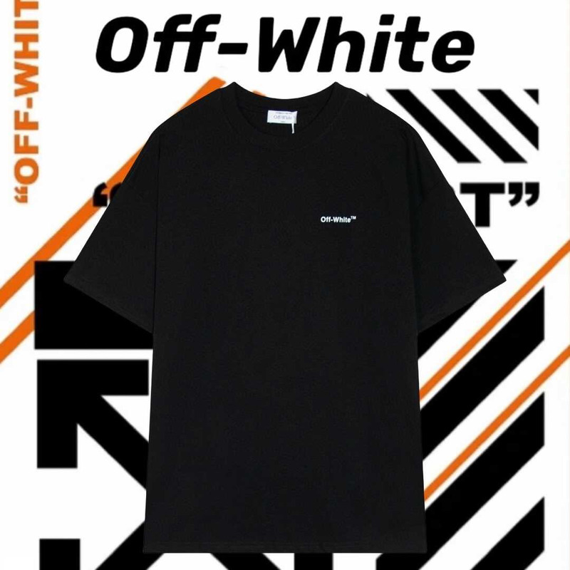 Off White Cotton T-Shirt Black