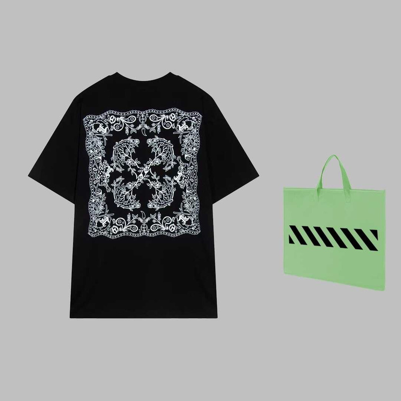 Off White Tattoo Print Arrow Loose T-Shirt Black