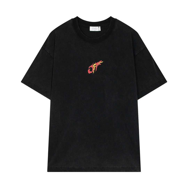 Off White Cotton T-Shirt Black