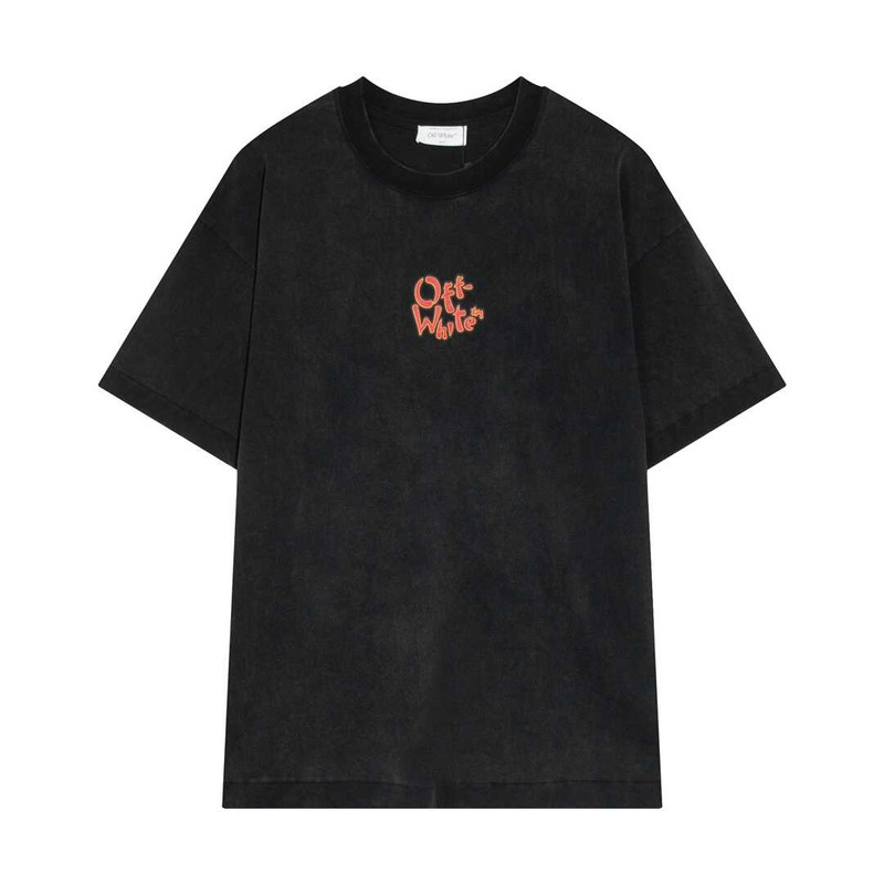 Off White Cotton T-Shirt Black