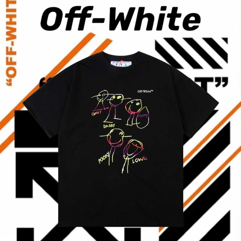 Off White 23Ss Rainbow Cartoon Print Arrow T-shirt Black