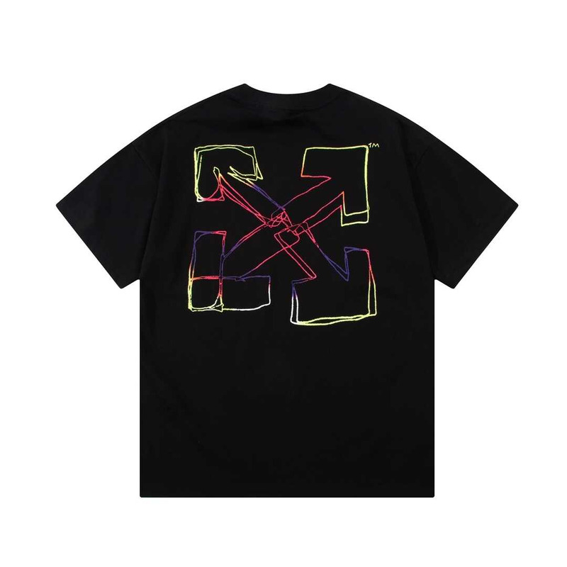 Off White 23Ss Rainbow Cartoon Print Arrow T-shirt Black