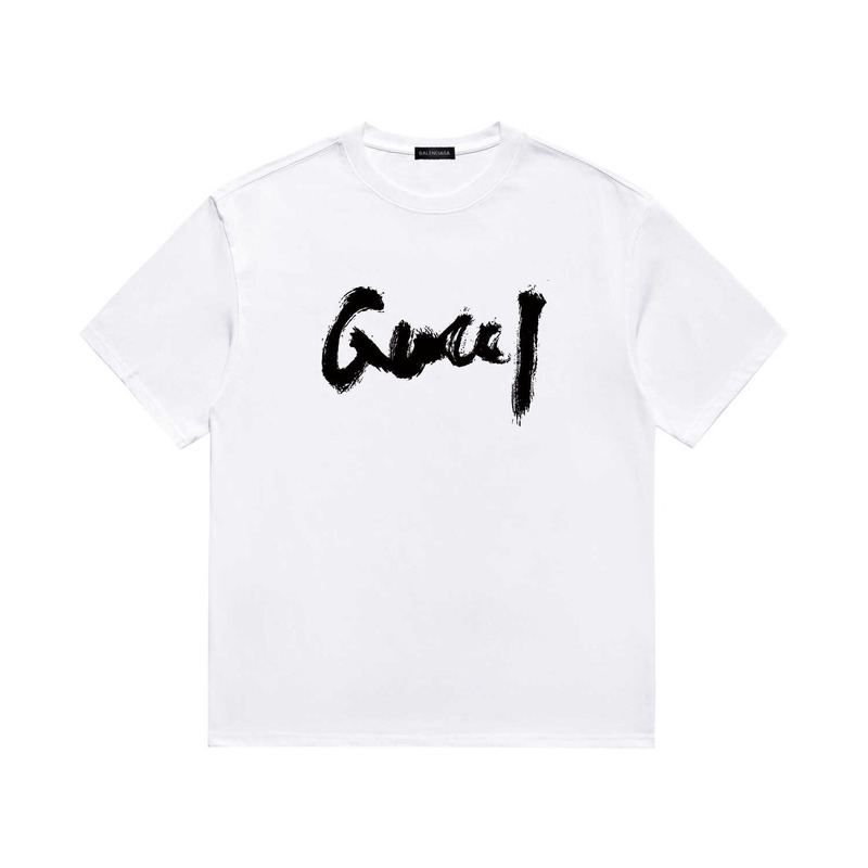 g*u*i & Ba*len*cia*ga t-shirt with print g*u*i front Ba*len*cia*ga white