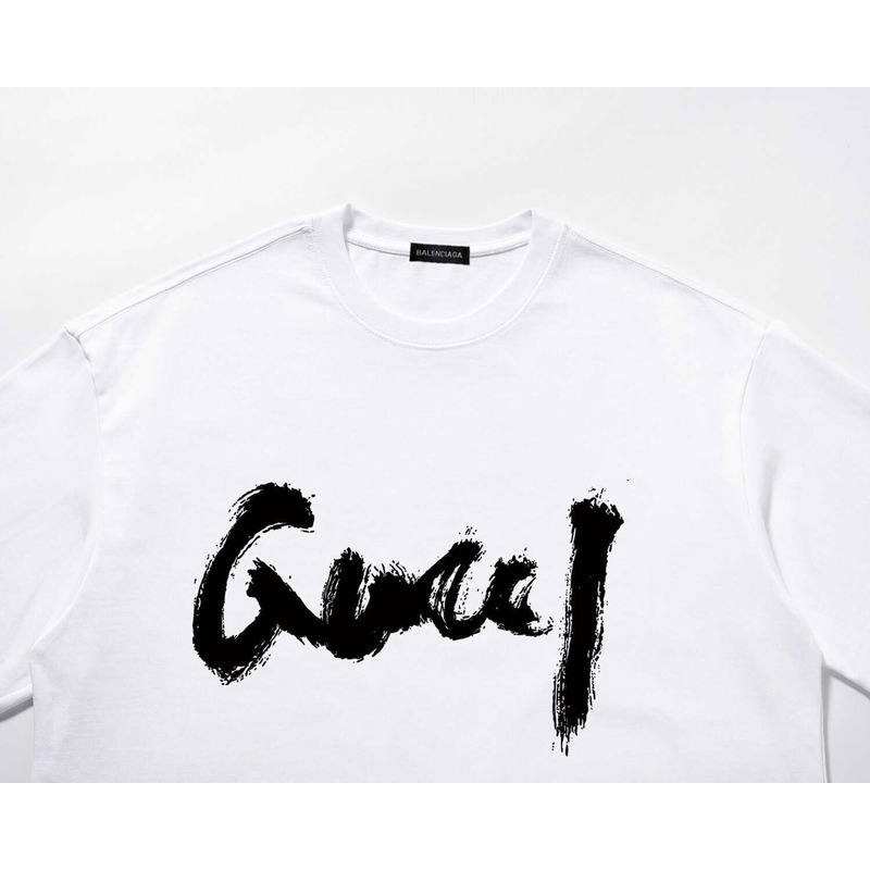 g*u*i & Ba*len*cia*ga t-shirt with print g*u*i front Ba*len*cia*ga white