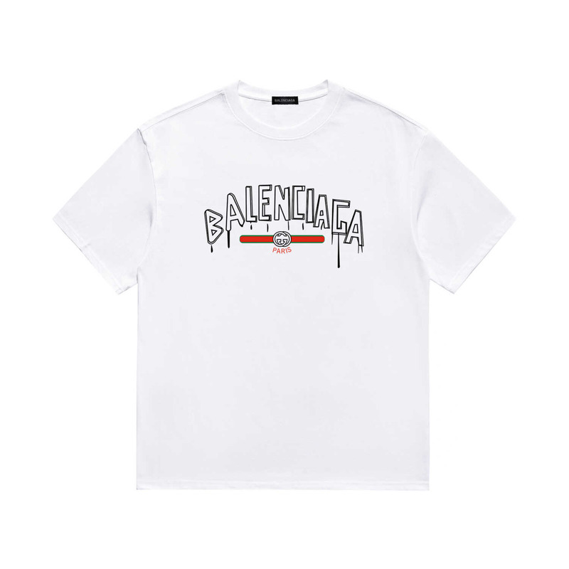 g*u*i & Ba*len*cia*ga oversize washed t-shirt with logo white