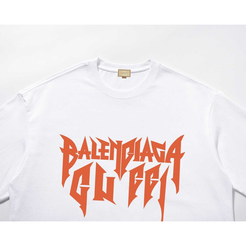 g*u*i & Ba*len*cia*ga logo printed t-shirt white