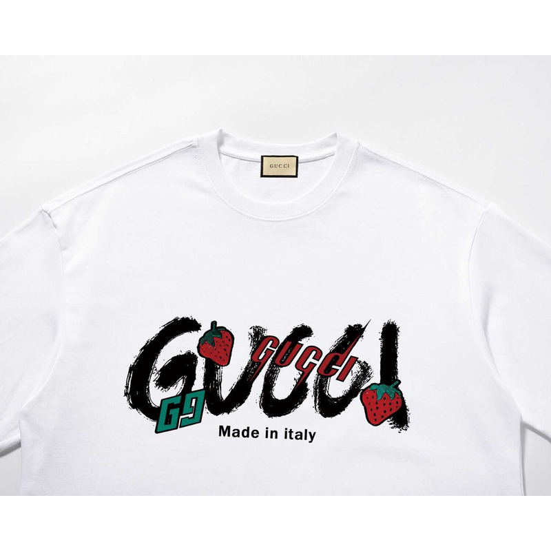 G*u*i cotton jersey t-shirt with G*u*i printed in white