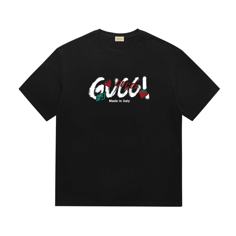 G*u*i logo printed letter t-shirt in black