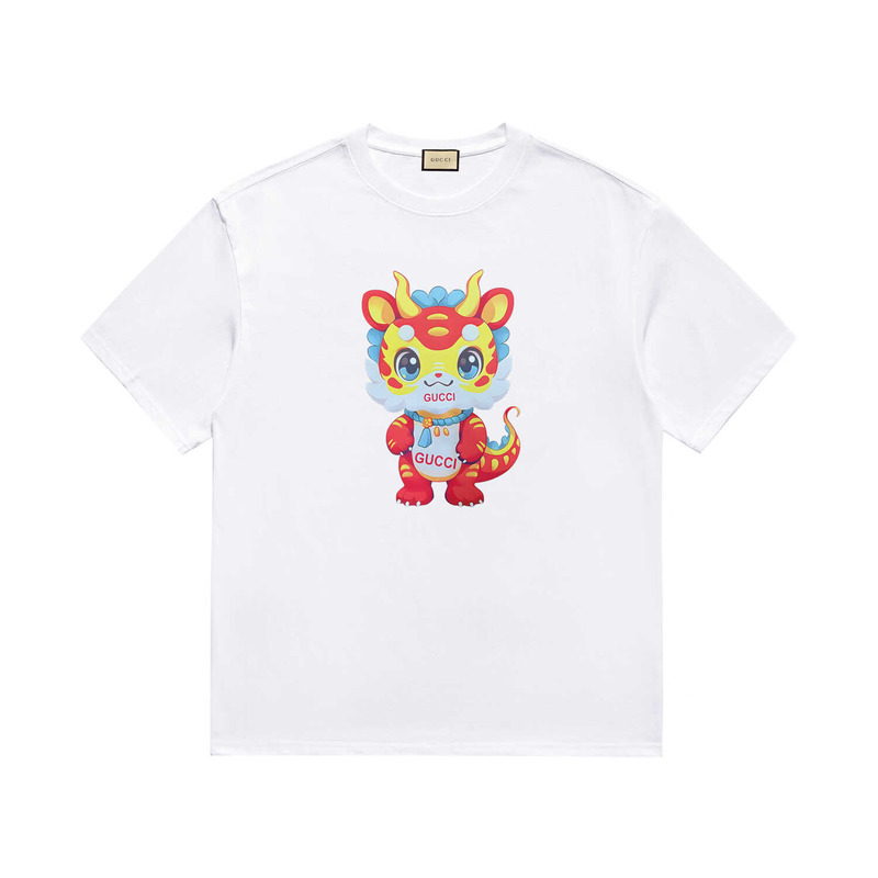 G*u*i logo printed dragon t-shirt in white