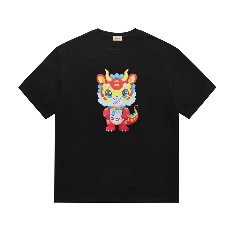 G*u*i logo printed dragon t-shirt in black