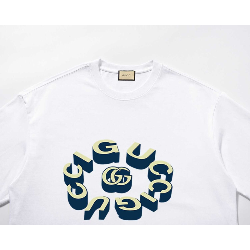 G*u*i logo printed letter t-shirt in white