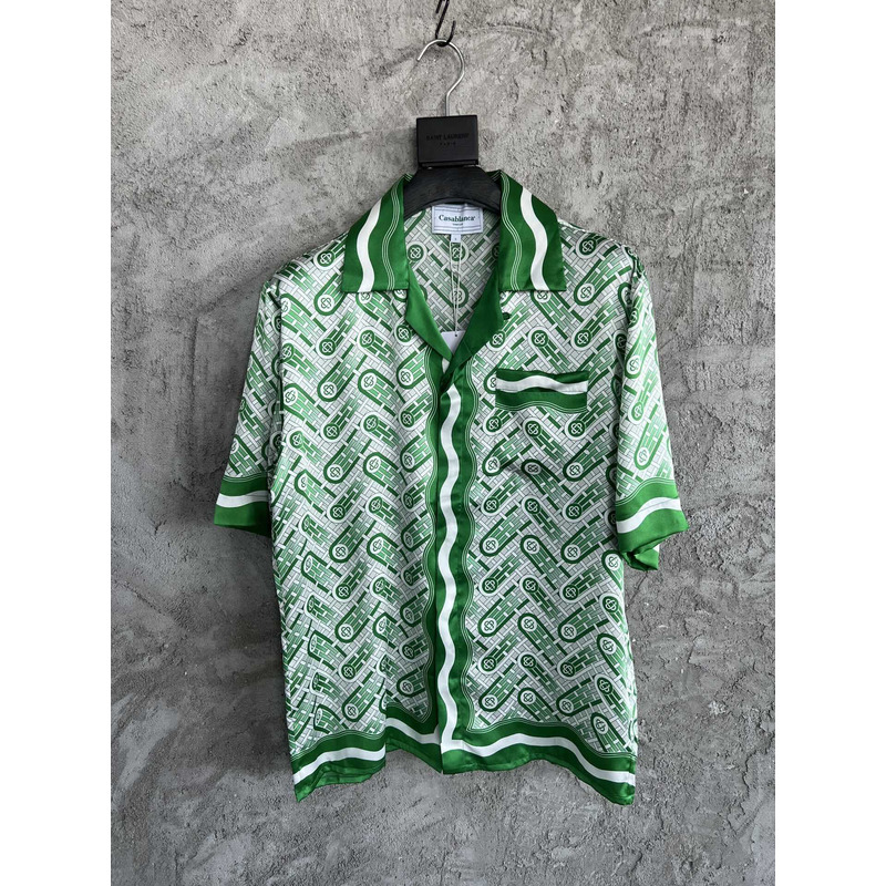 Casablanca Braid Striped Crochet-Knit Shirt - Green