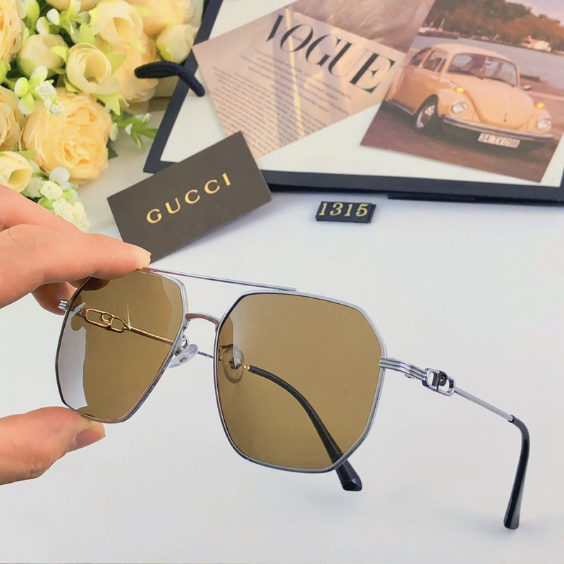 G*u*i geometric frame sunglasses in silver