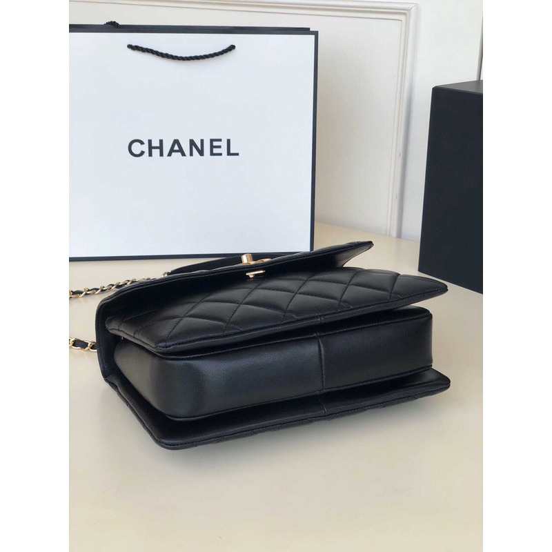 Ch*el trendy flap shoulder bag black