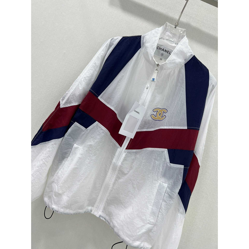 Ch*el track jacket and shorts white