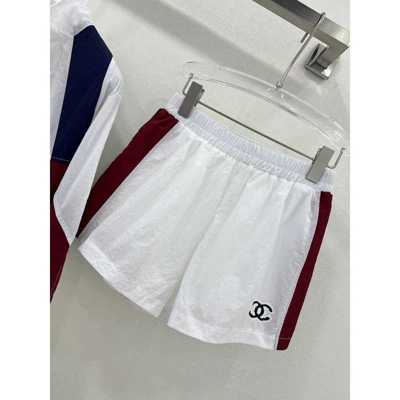 Ch*el track jacket and shorts white