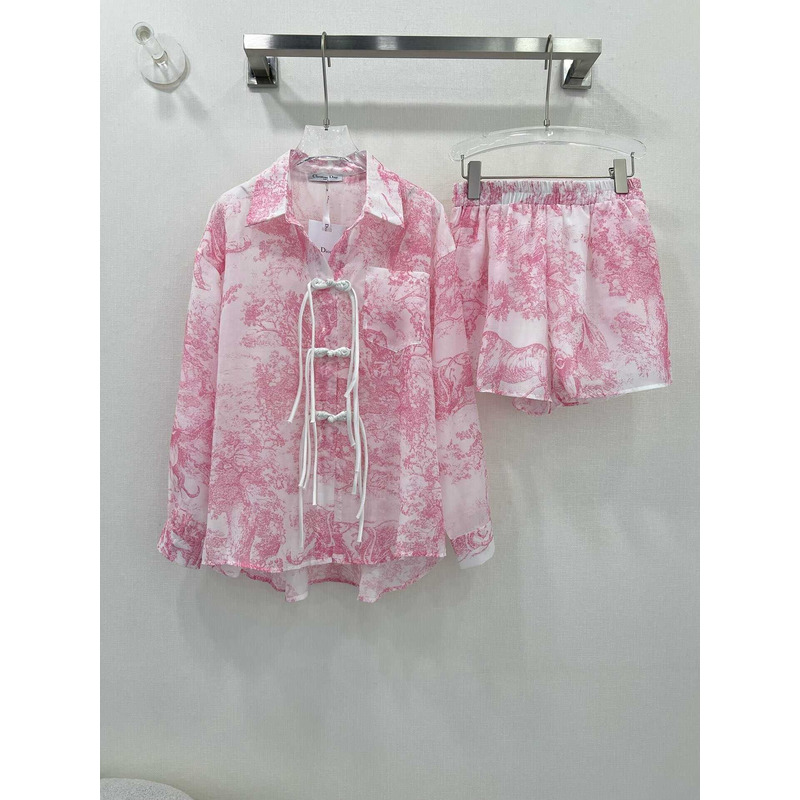 D*or cotton long blouse and shorts pink