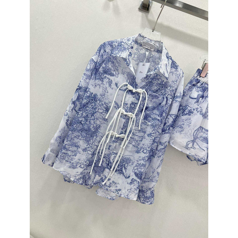 D*or cotton long blouse and shorts blue