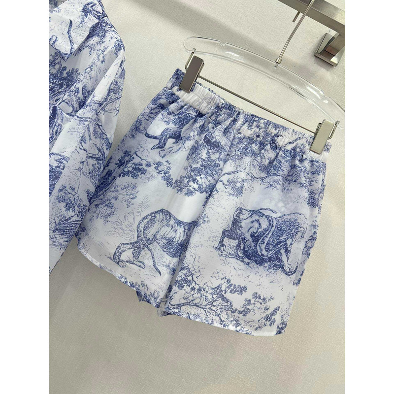 D*or cotton long blouse and shorts blue