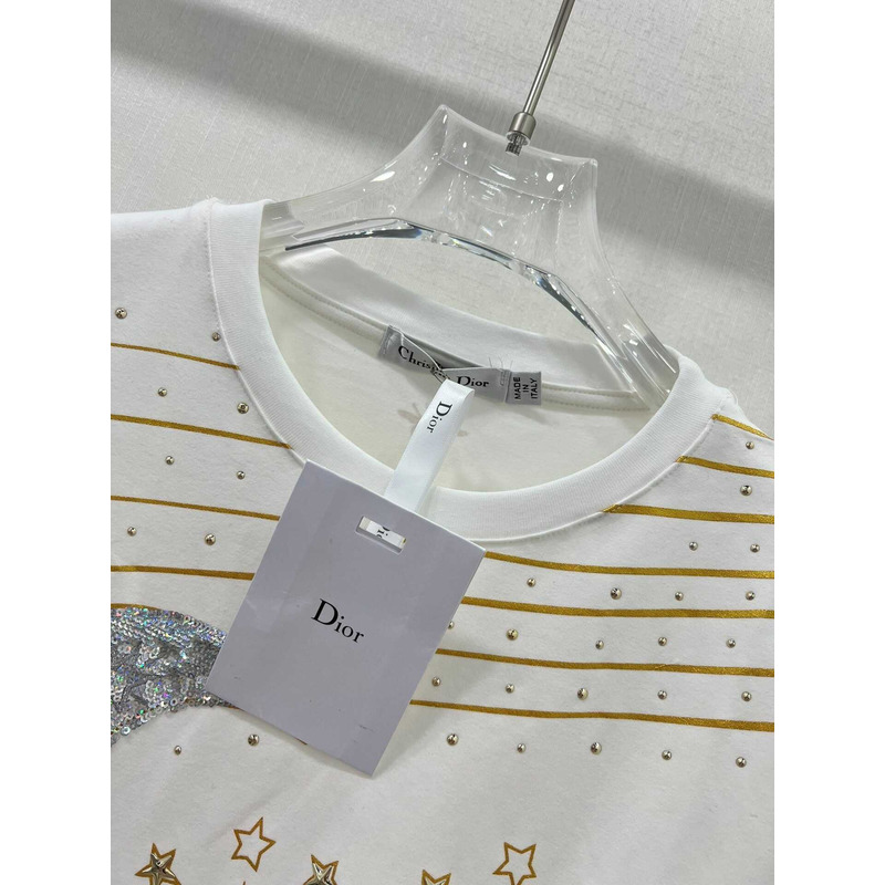 D*or t-shirt cotton jersey with gold-tone constellation white