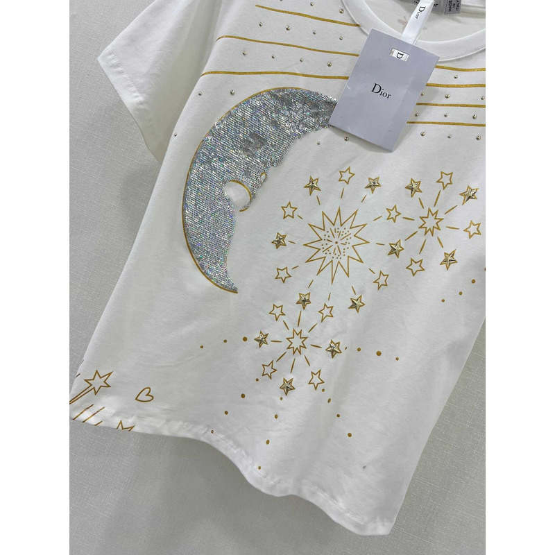 D*or t-shirt cotton jersey with gold-tone constellation white