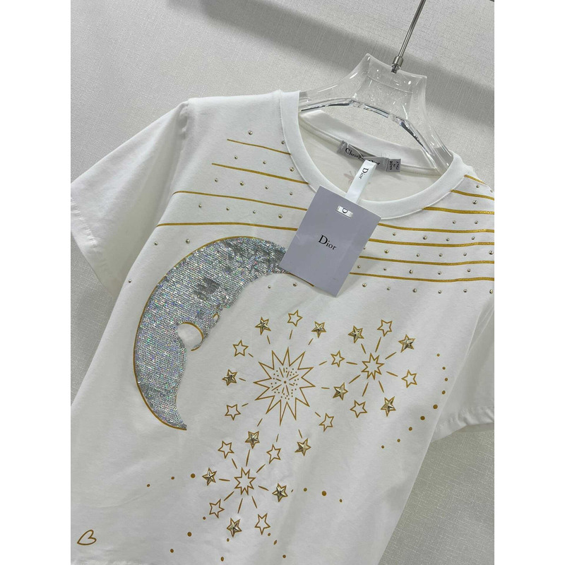 D*or t-shirt cotton jersey with gold-tone constellation white