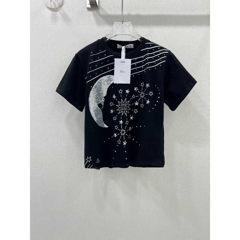 D*or t-shirt cotton jersey with gold-tone constellation black