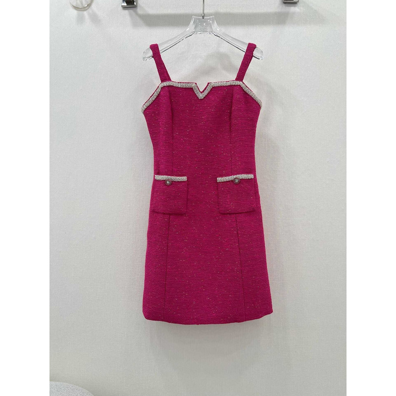 Ch*el tweed dress hot pink