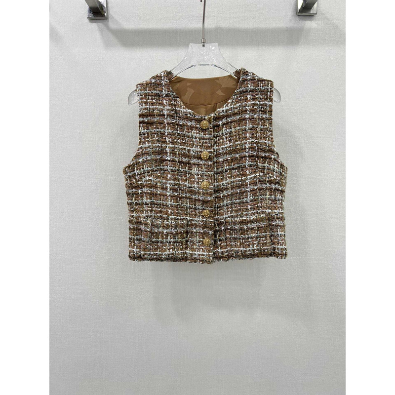 Ch*el tweed vest jacket multi color