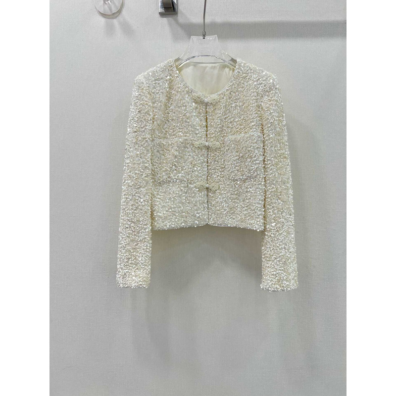 Ch*el pearl and sequin jacket white