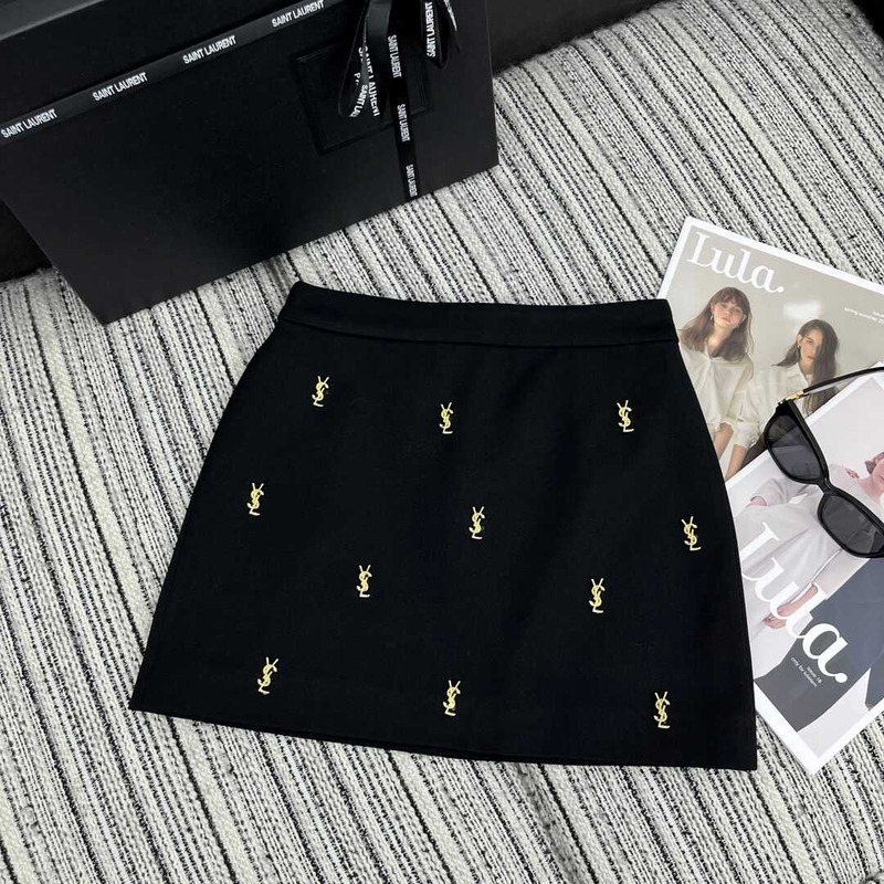 Saint Laurent Logo Mini Skirt Black