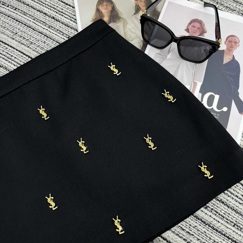 Saint Laurent Logo Mini Skirt Black