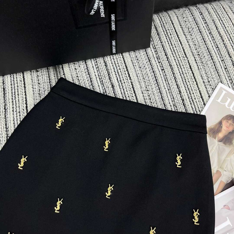 Saint Laurent Logo Mini Skirt Black