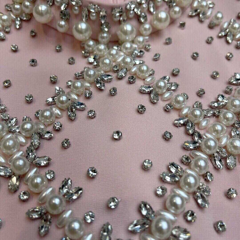 Miu Miu Pearl And Crystal-embellished Dress In Pink