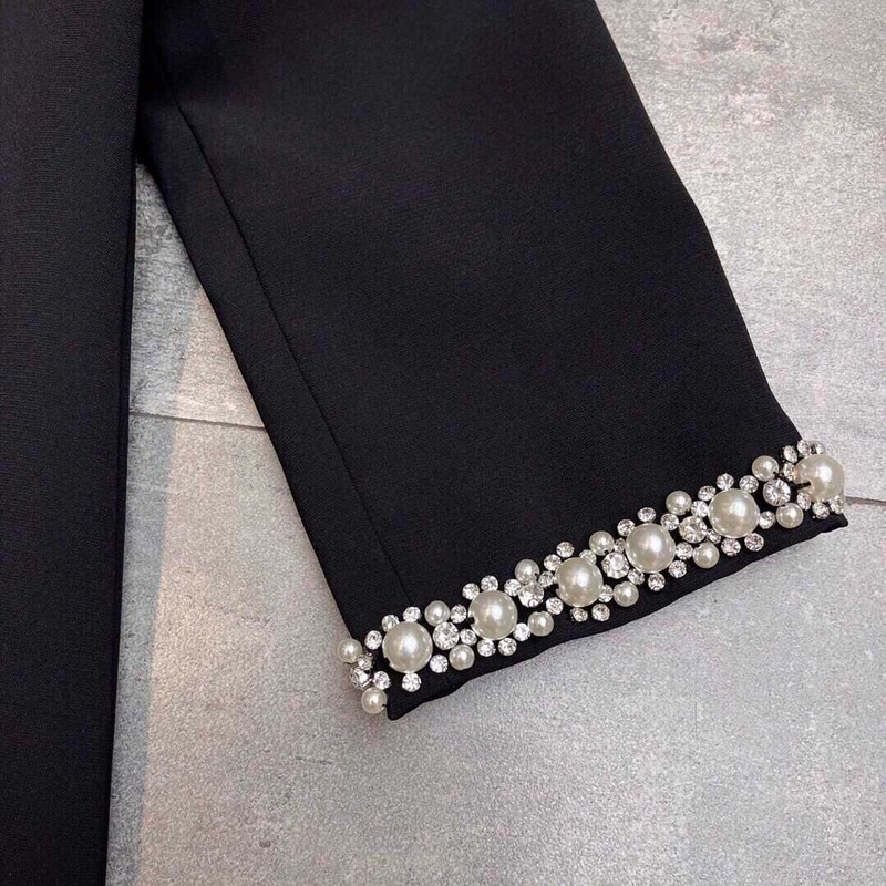 Miu Miu Pearl And Crystal-embellished Dress In Black