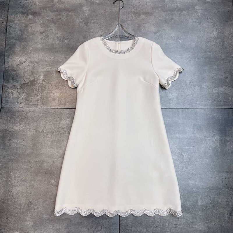 Valentino Crepe Couture Short Dress White