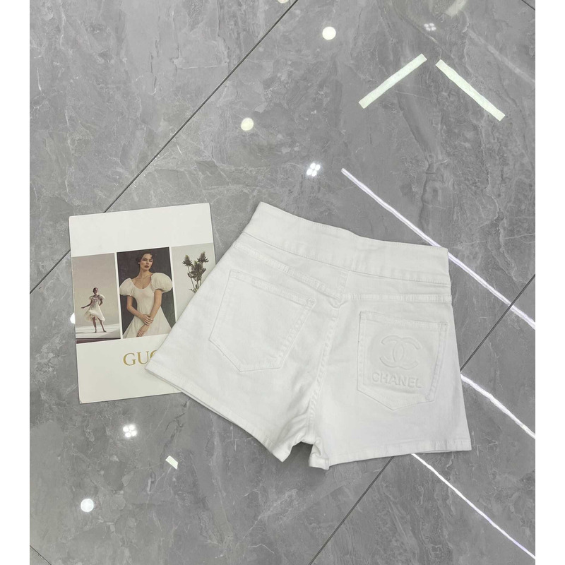 Ch*el denim shorts white