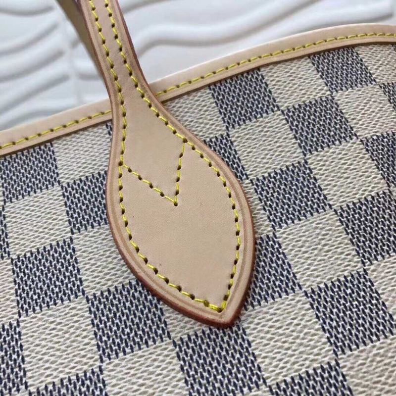 l**is V*t*n neverfull damier azur mm rose ballerina lining