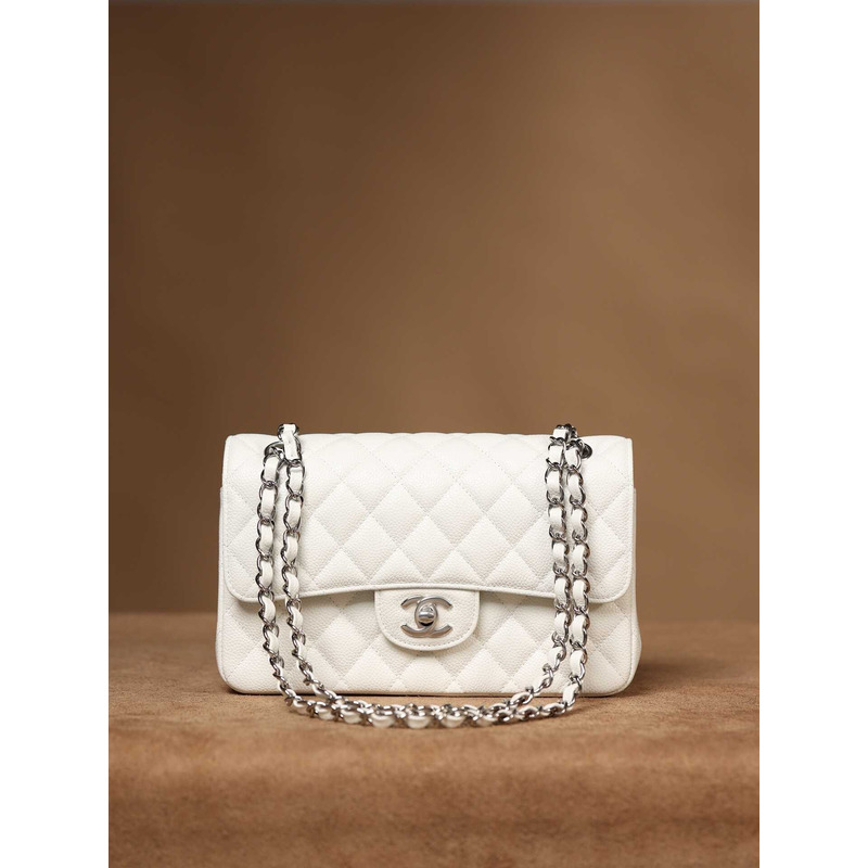 Ch*el cc diamond-quilted shoulder bag white