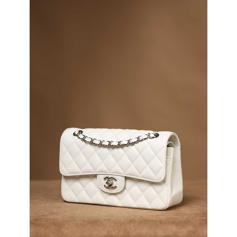 Ch*el cc diamond-quilted shoulder bag white