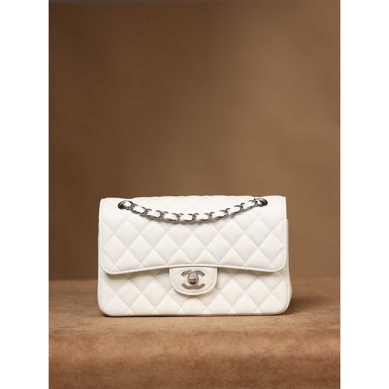 Ch*el cc diamond-quilted shoulder bag white