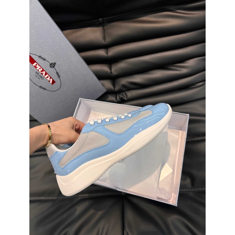 Pra*a  americas cup patent leather and nylon sneakers light blue