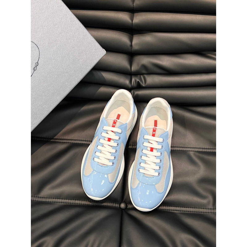 Pra*a  americas cup patent leather and nylon sneakers light blue