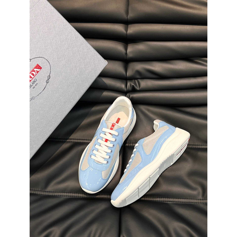 Pra*a  americas cup patent leather and nylon sneakers light blue