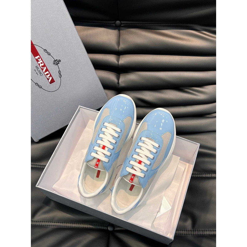 Pra*a  americas cup patent leather and nylon sneakers light blue